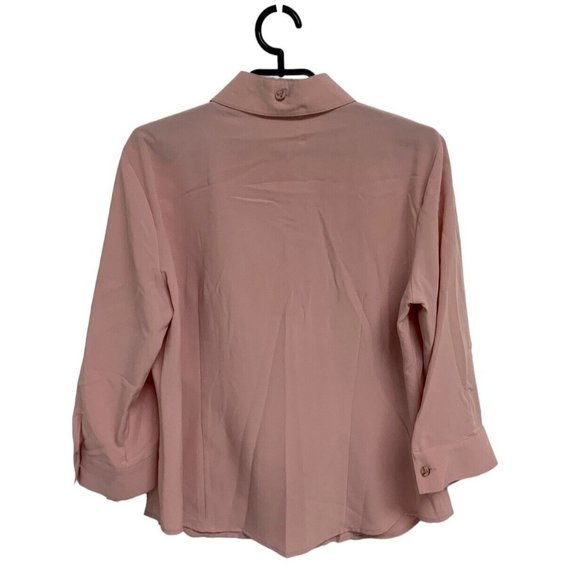 Kathy Cho Women's Long Sleeve Light Pink Stretch Button Up Blouse Size 10 - Picture 2 of 8